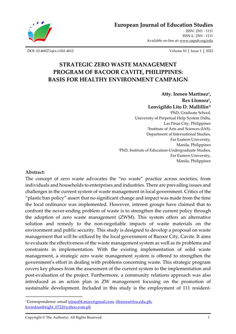 (PDF) STRATEGIC ZERO WASTE MANAGEMENT PROGRAM .